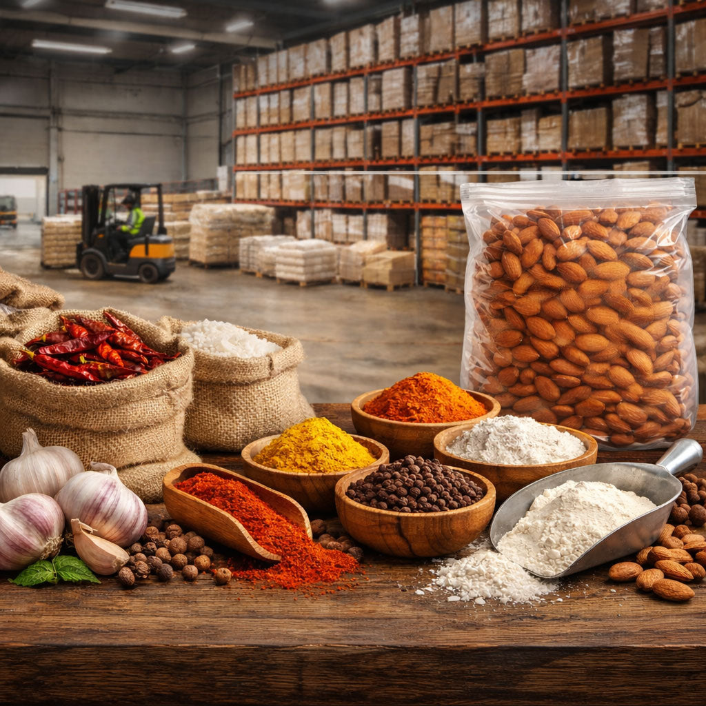 Bulk sacks of beans, chiles and spices